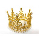 Gold Rhinestone And Pearl Princess Crown Decoration For All Party Occasions 3 Inch High